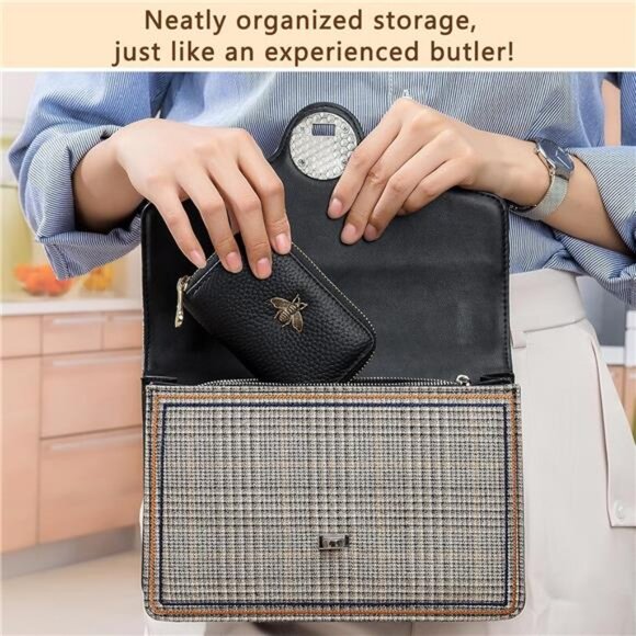 RFID Leather Card Holder Wallet for Women Small Zipper Coin Purse Bee Design - Picture 4 of 7